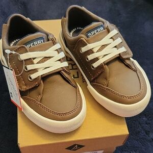 Sperry Harbor TIDE JR Kids Brown and White Boat Shoes
